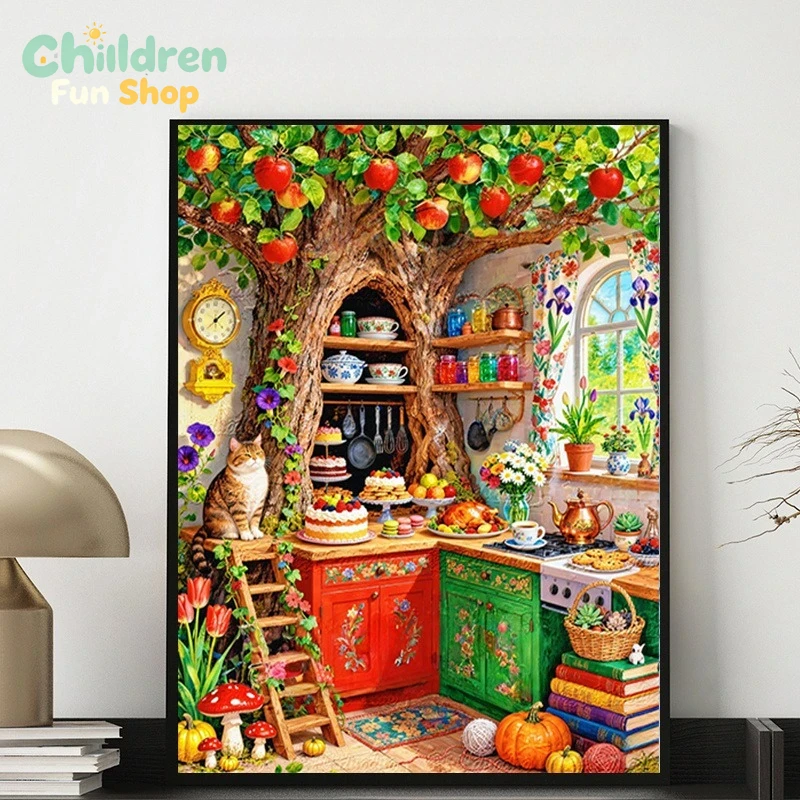 Whimsical Tree‑Hollow Kitchen  - Photo Mosaic Print 评论和价格